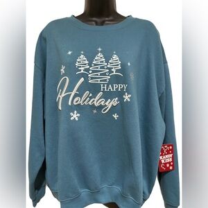 Blue happy  Holiday Sweatshirt⭐️NWT⭐️